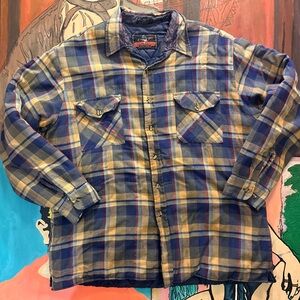 Vintage Back Packer Plaid Flannel Shacket Insulated Shirt Jacket